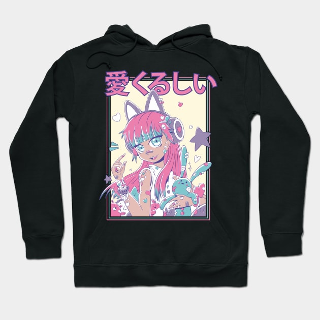 Cute anime girl with headphones Hoodie by madeinchorley